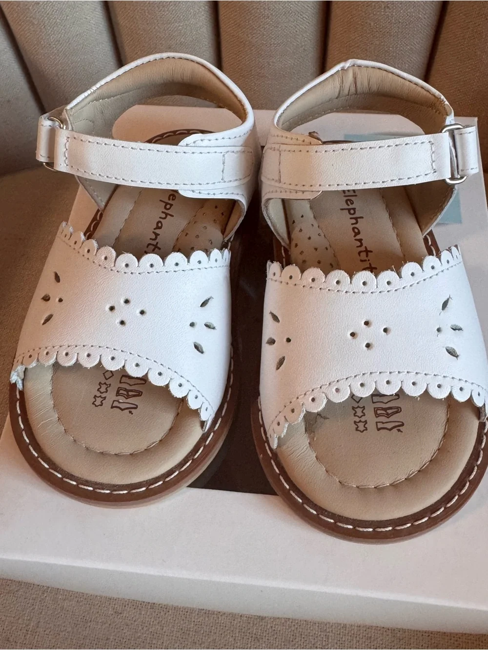 Elephantito White Scalloped Toddler Sandals